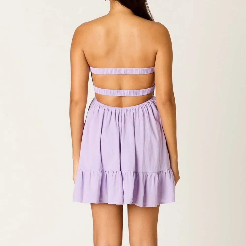 GETTING OUT OF HERE PURPLE STRAPLESS MINI DRESS - Picture 2 of 3